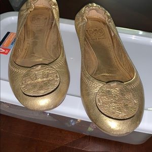 Tory Burch gold flats